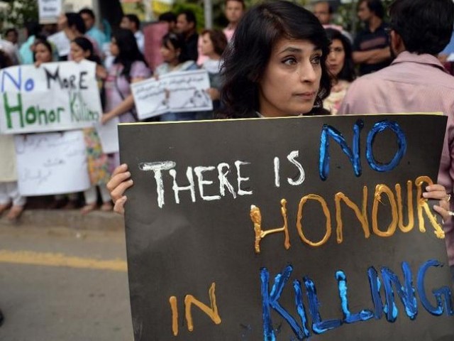 File photo of woman in Pakistan during a protest in Islamabad. PHOTO: AFP