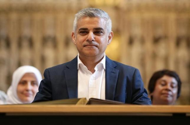 Sadiq Khan attends the signing ceremony for the newly elected Mayor of London, in Southwark Cathedral, London, Britain.  PHOTO: REUTERS