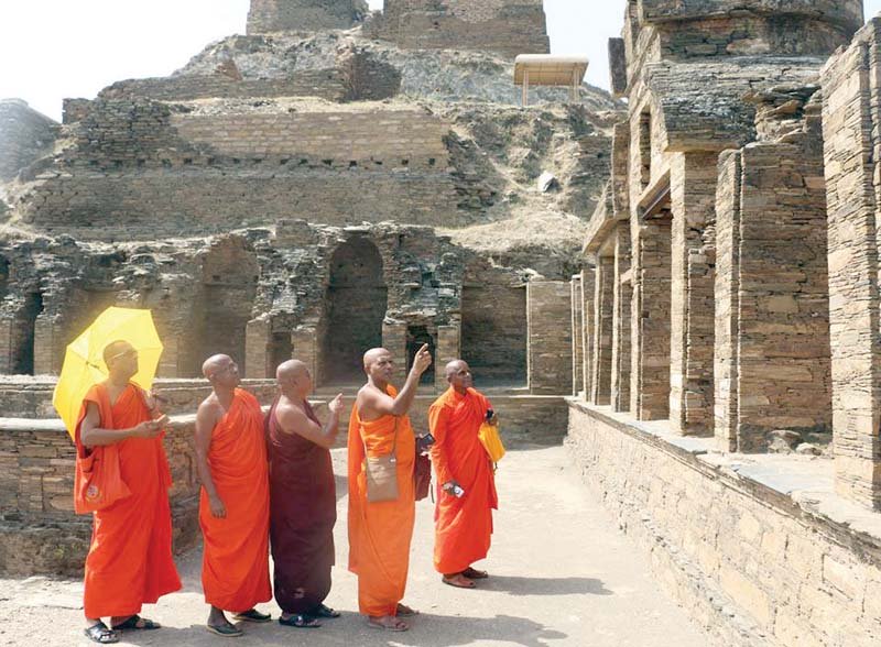 Monks from Sri Lanka visit Takht Bhai in Mardan. PHOTOS: HIDAYAT KHAN/EXPRESS