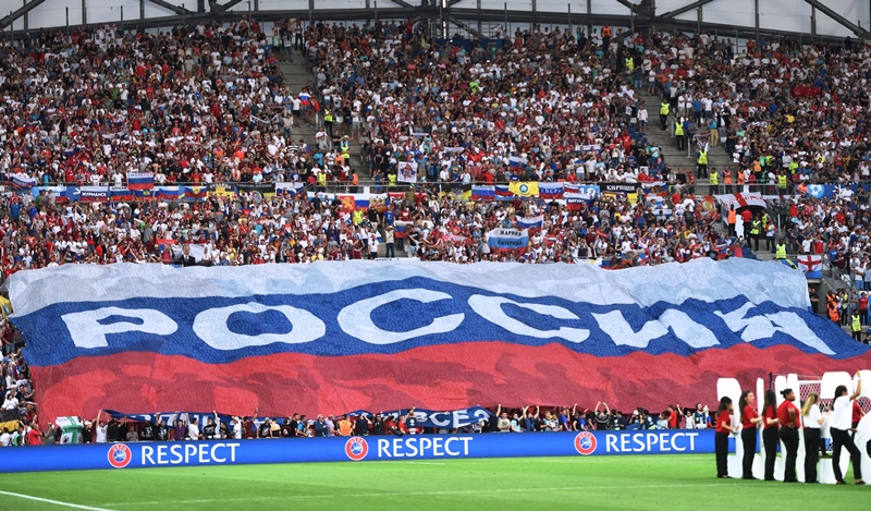 Russia were also fined 150,000 euros over unrest in the stadium when Russia played England in Marseille. PHOTO: AFP