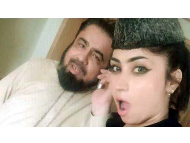 Screen grab of Mufti Qavi and Qandeel Baloch selfie. PHOTO: FILE