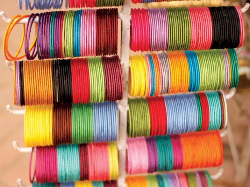 The many shades of bangles which are sold by street vendors in Rawalpindi. PHOTOS: EXPRESS