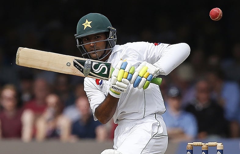 Pakistan's Asad Shafiq plays a shot on the third day of the first Test cricket match between England and Pakistan at Lord's cricket ground in London, on July 16, 2016. 
PHOTO: AFP