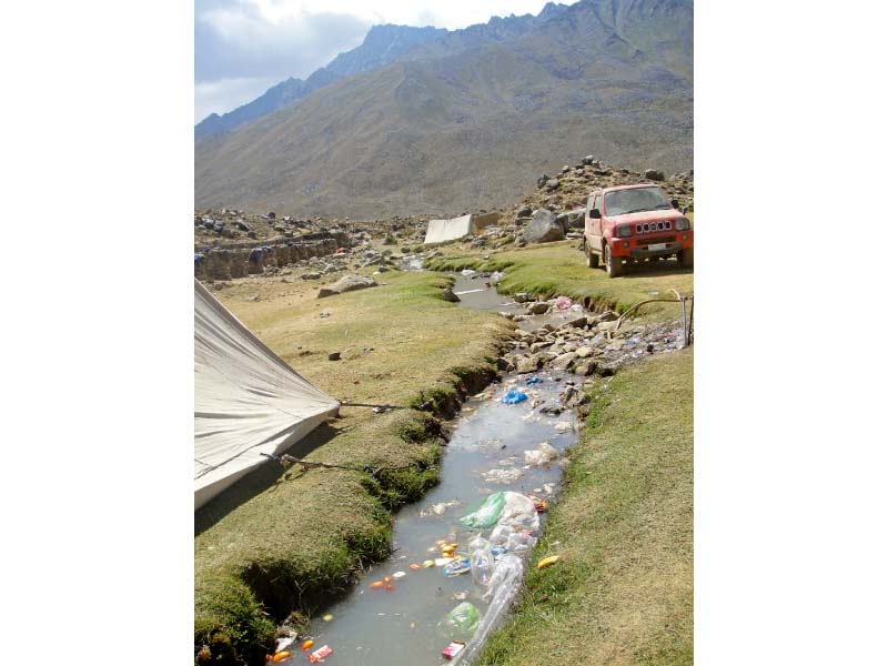 The garbage left in Shandur following a three-day polo festival. PHOTO COURTESY: CHEPS CHAIRPERSON REHMAT ALI
