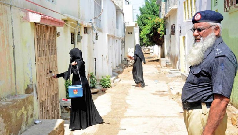 The eradication drive will target 6.7 million children at risk of contracting the crippling disease and though the situation has improved greatly in the past few years, more work has to be done to ensure 100% immunisation, according to officials. PHOTO: MOHAMMAD AZEEM/EXPRESS