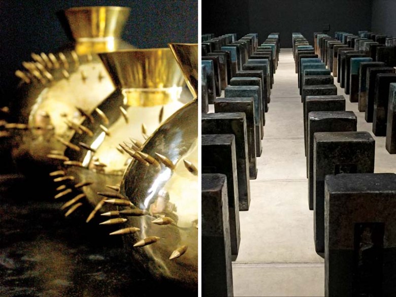 Gallery owner says that Sadia Salim’s work delves into a meditative thought process while Arshad Faruqui makes a political statement. PHOTOS: COURTESY KOEL GALLERY