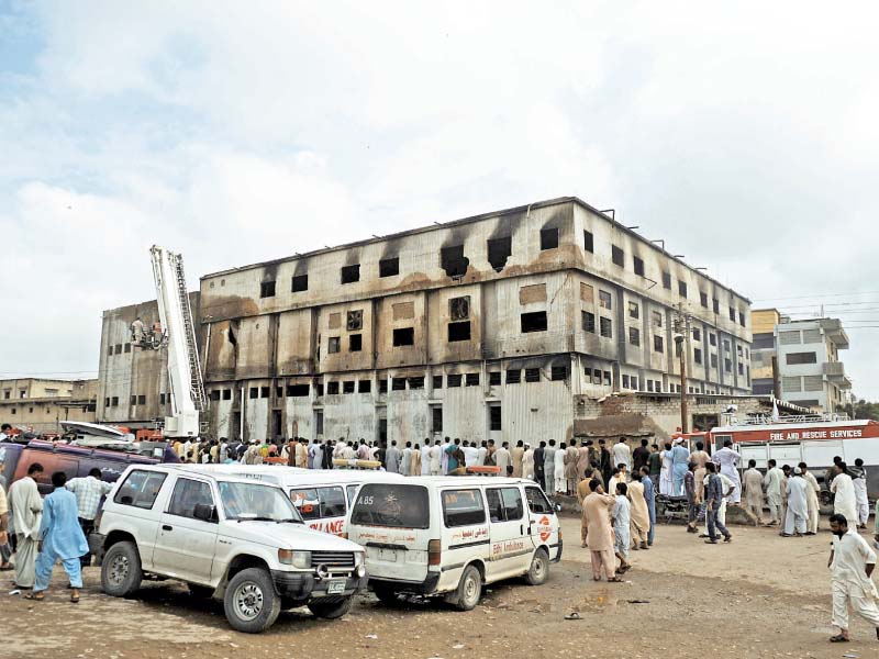 Two hundred and sixty people were killed in the fire at Ali Enterprises garments factory in Baldia Town on September 11, 2012. The incident earlier deemed an accident, in which casualties multiplied due to the lack of safety measures, was recently termed an act of arson over non-payment of extortion. PHOTO: FILE