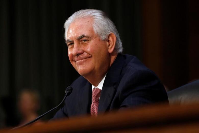 Rex Tillerson, the former chairman and chief executive officer of Exxon Mobil, smiles during his testimony before a Senate Foreign Relations Committee confirmation hearing on his nomination to be U.S. secretary of state in Washington, U.S. January 11, 2017.  
PHOTO: REUTERS