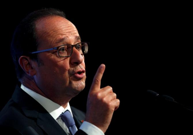 French President Francois Hollande delivers his speech on democracy and terrorism in Paris, France, September 8, 2016. PHOTO: REUTERS