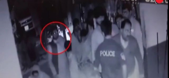 Screen grab from CCTV video played by IG SIndh