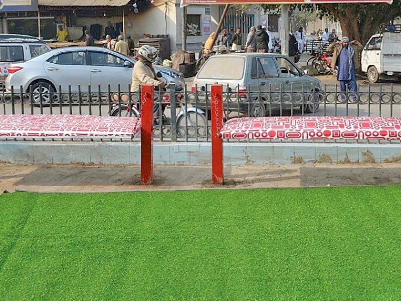 Billbeds installed roadside in Faisalabad. PHOTO: EXPRESS
