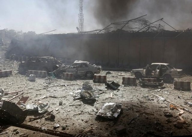 Damaged cars are seen after a blast at the site of the incident in Kabul, Afghanistan May 31, 2017. PHOTO: REUTERS