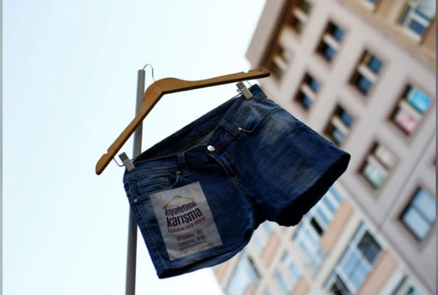 Shorts on display in Turkey protest. PHOTO: REUTERS