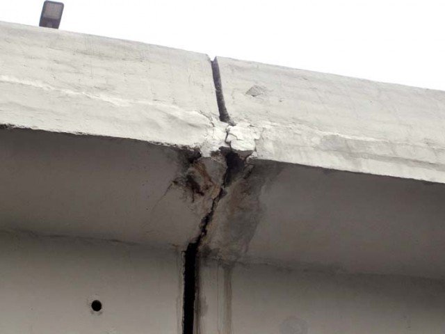 Several stores and hotels located along the bridge were evacuated after cracks appeared in their walls. PHOTO: FILE