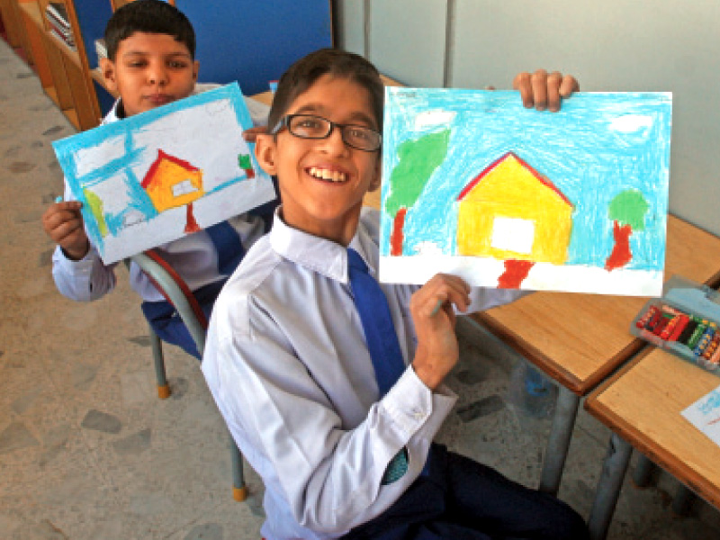 Almost 98 per cent hearing-impaired students of the Deaf Reach school study on full scholarship. PHOTO: ATHAR KHAN/EXPRESS