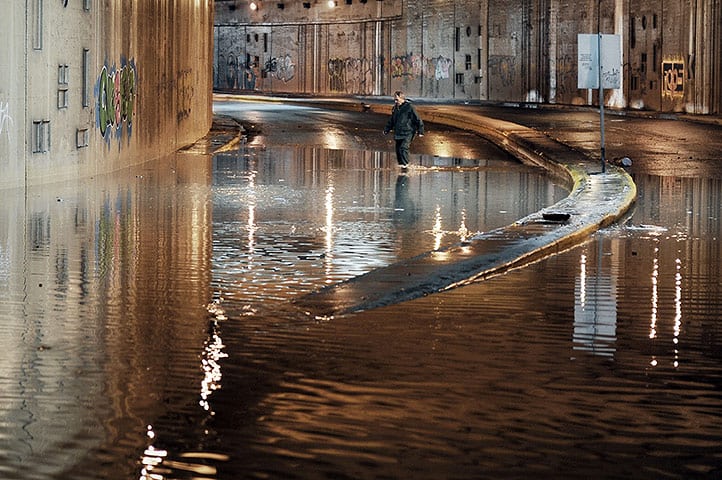 A flooded road in central Athens,PHOTO:AFP