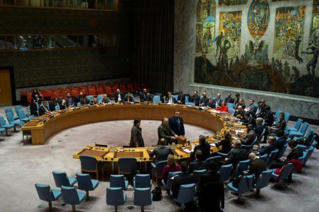 United Nations Security Council members cast their vote during a meeting on the election of five members of the International Court of Justice, at the UN headquarters in New York.
PHOTO: AFP