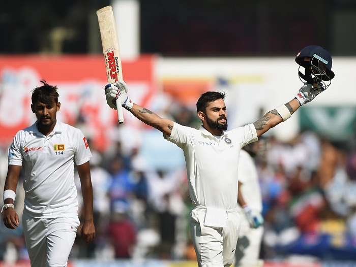 CAPTAIN'S KNOCK: The day belonged to Kohli, who hit a majestic 213 before falling to off-spinner Dilruwan Perera. PHOTO: AFP