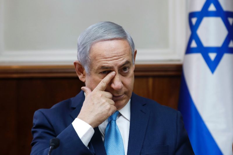 Israeli Prime Minister Benjamin Netanyahu attends a cabinet meeting in Jerusalem. PHOTO: AFP