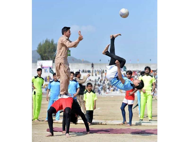 Youth display their athlectic prowess at Mohmand sports festival. PHOTO: EXPRESS