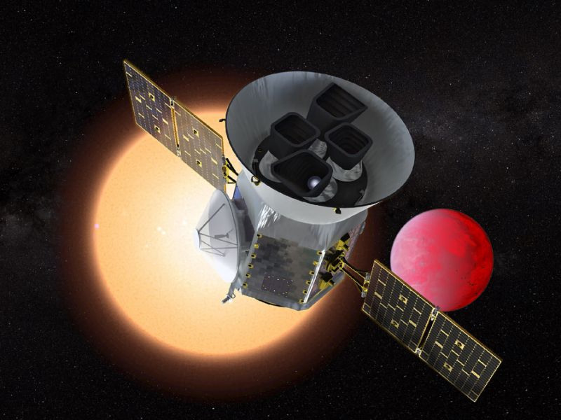 This NASA handout artist's rendition shows the Transiting Exoplanet Survey Satellite (TESS), a NASA Explorer mission launching in 2018 to study exoplanets, or planets orbiting stars outside our solar system. PHOTO: AFP