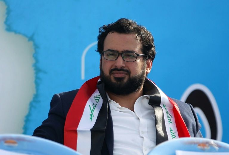 Muntazer al-Zaidi, an Iraqi journalist famous for throwing his shoes at former US president George W. Bush in 2008, attends a rally in Baghdad on May 4, 2018 as he runs for parliament at upcoming elections. PHOTO: AFP