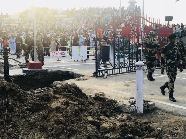 Digging has started for the installation of new gates of the similar structures at Wagah Border. PHOTO: EXPRESS