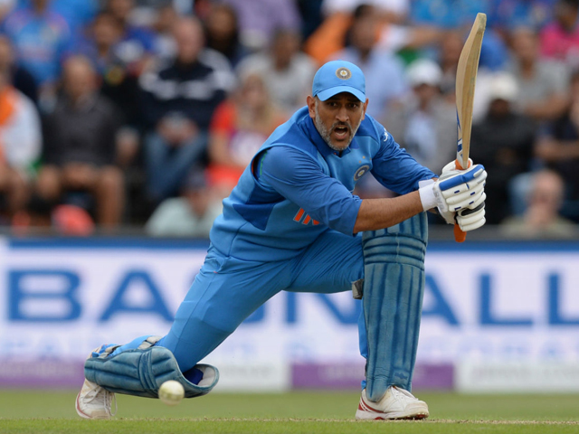 MS Dhoni of India hits out during the third Royal London One-Day International between England and India at Headingley on July 17, 2018 in Leeds, England. PHOTO: GETTY