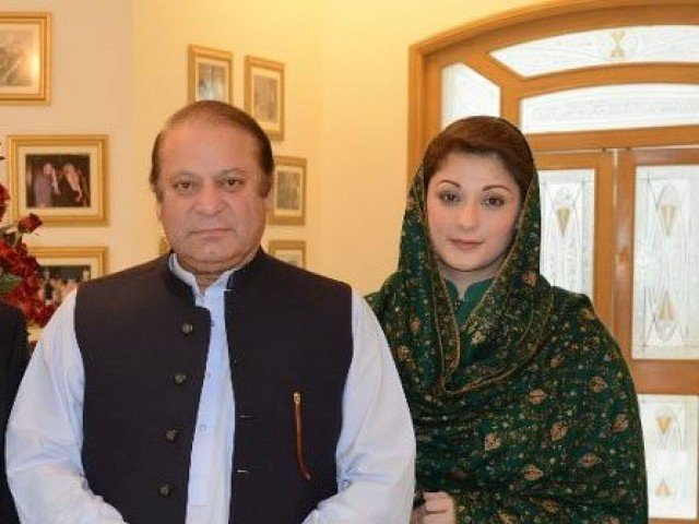 Former prime minister Nawaz Sharif with his daughter Maryam Nawaz. PHOTO: ONLINE