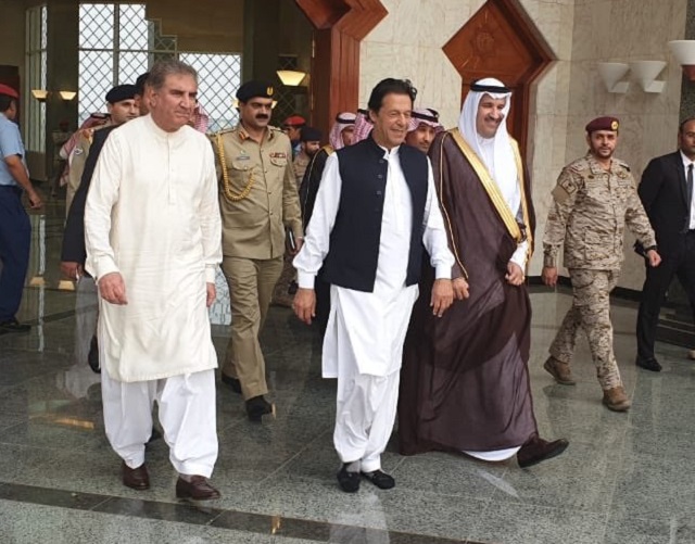 PM Imran Khan coming out of Madina airport. PHOTO: PTI
