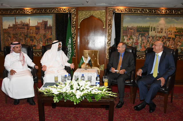The Saudi delegation meeting Pakistani ministers in Islamabad. PHOTO:EXPRESS
