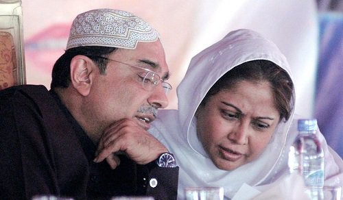 Asif Ali Zardari, Faryal Talpur.  PHOTO: APP