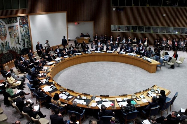 A general view shows a meeting of the United Nations Security Council at the UN headquarters in New York PHOTO: REUTERS