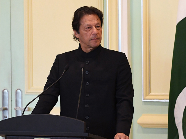 Addressing Pakistanis in Kuala Lumpur, PM Imran says liberals and religious have joined hands to ‘save democracy’. PHOTO: AFP