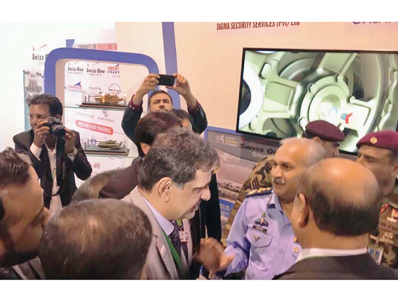 Chief of air staff visited Swiss One stall in IDEAS 2018.

PHOTO: FILE