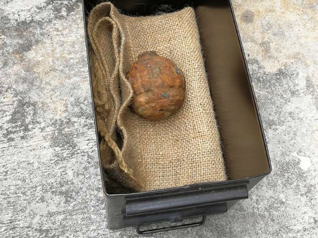 The WW1 grenade turned up in a shipment of French potatoes bound for a Hong Kong crisp factory. PHOTO: AFP