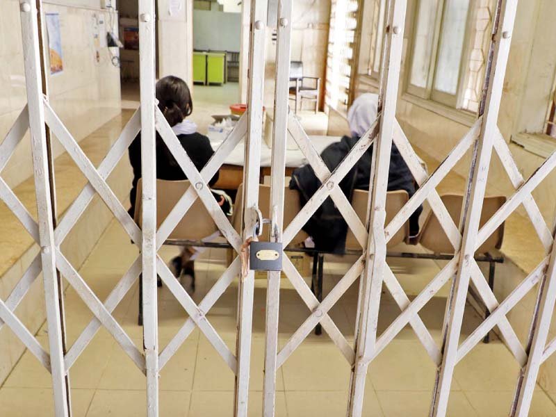 The OPD at the Dr Ruth Pfau Civil Hospital was closed as the doctors’ strike continued for the third consecutive day. PHOTO: ONLINE