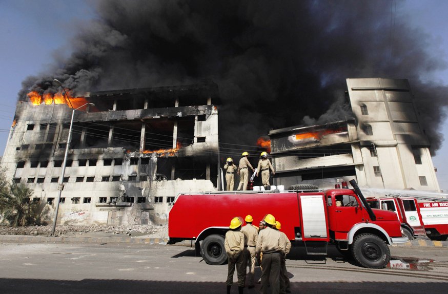 A file photo of Karachi's fire brigade extinguishing a fire. PHOTO: EXPRESS