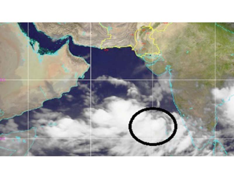 On Monday morning a low depression in the Arabian Sea headed towards Lakshadweep in India. PHOTO: COURTESY PMD