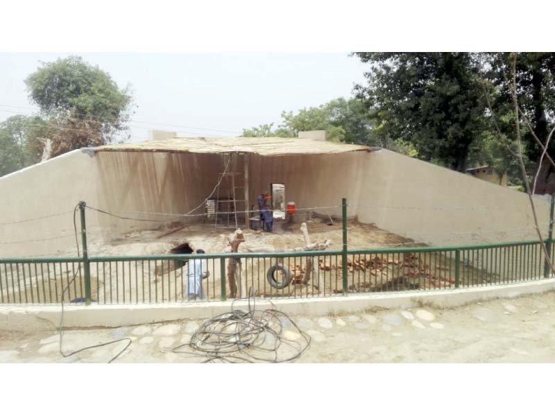 A shade has been put up while a small pool is being made for the bears. PHOTOS: EXPRESS.