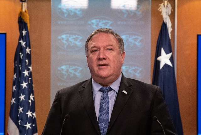 US Secretary of State Mike Pompeo presents an annual report on international religious freedom. PHOTO: AFP