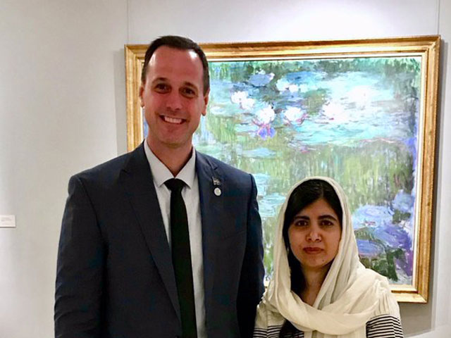 Canadian minister Jean-François Roberge  and Nobel Peace Prize winner Malala Yousafzai. PHOTO: TWITTER