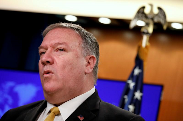 US Secretary of State Mike Pompeo speaks at a news conference on human rights at the State Department in Washington, US, July 8, 2019. PHOTO: REUTERS