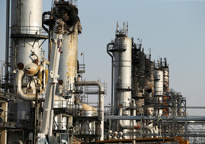 View of the damaged site of Saudi Aramco oil facility in Abqaiq. PHOTO: REUTERS