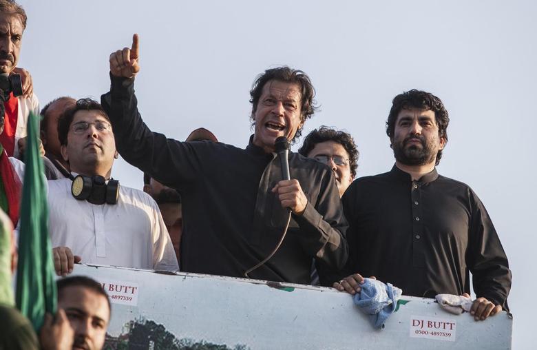 A Reuters file photo of Imran Khan at the PTI dharna in 2014.
