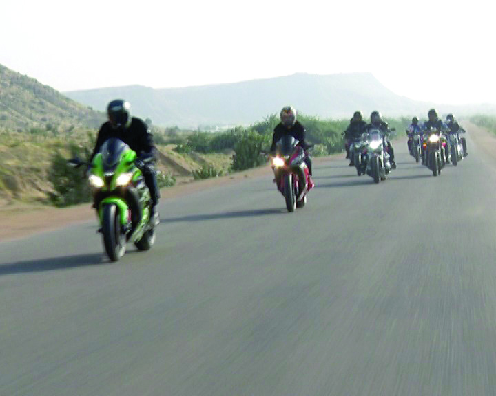The motorcyclists rode to raise awareness about the benefits of a green Karachi. PHOTO: eXPRESS