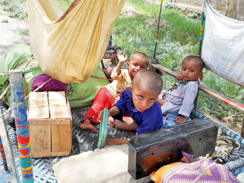 Children from displaced families of North Waziristan in Kohat. PHOTO: ONLINE/FILE