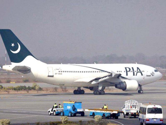 PIA flight PK 250 takes off for Islamabad after a delay of two and a half hours. PHOTO: FILE