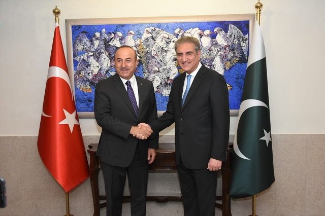 A file photo of Foreign Minister Shah Mehmood Qureshi and Turkish Foreign Minister Mevlut Cavusoglu.
