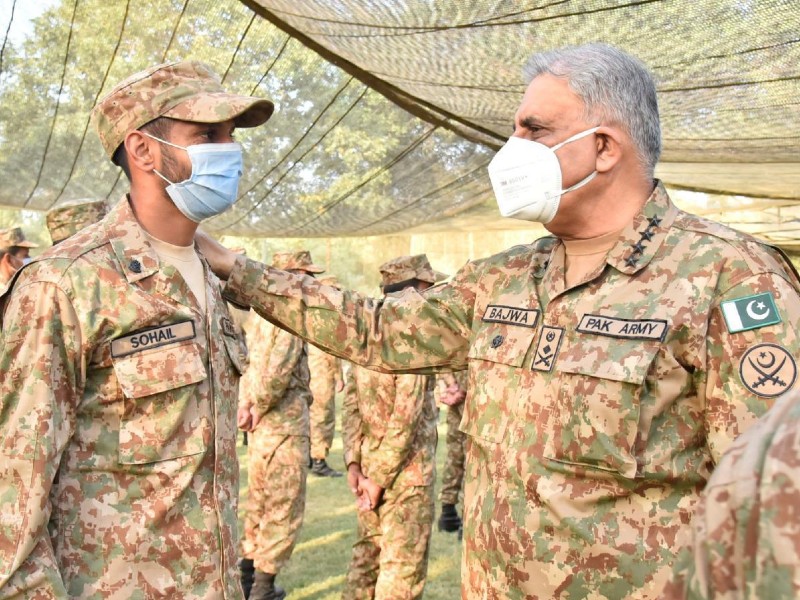 Interacting with officers and men, COAS appreciated them for continued vigil and remarkable operational preparedness. PHOTO: ISPR